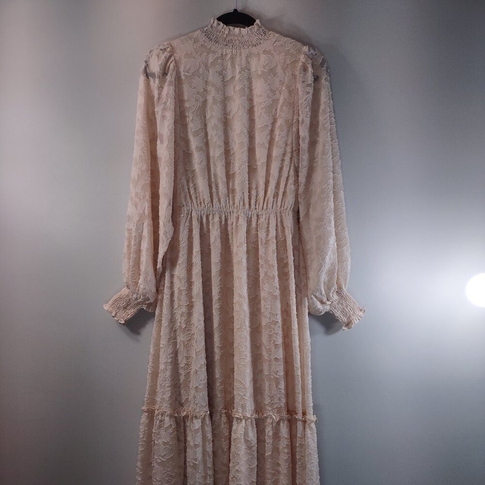 Aura Cream Color Maxi Tiered Dress, Size Small